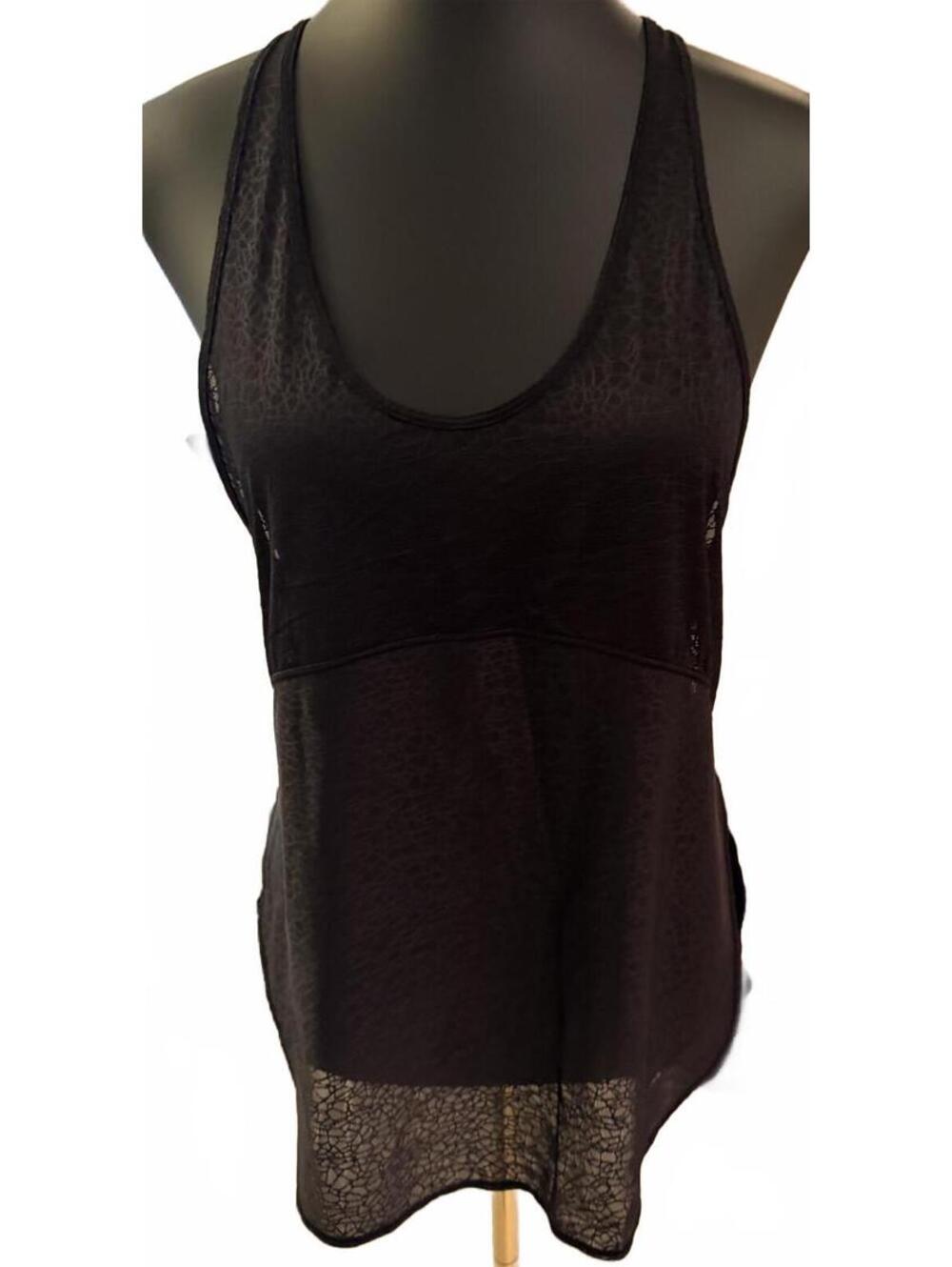NWOT Sheer Printed Black Lululemon Athletica Twist & Train Tank size 6 - Picture 2 of 6